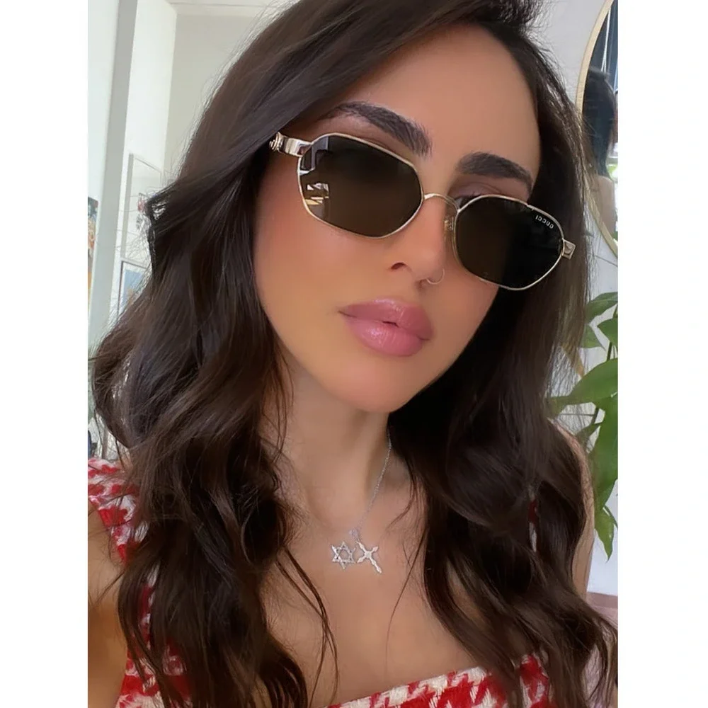 NEW Gucci GG1593S Gold Dark Grey Metal Sunglasses